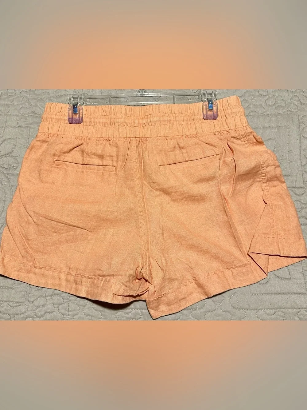 Athleta Peach-Orange Drawstring Elastic-Waist Athletic Shorts